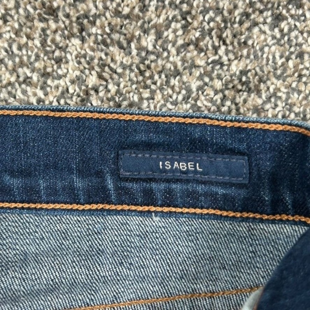 Agolde Isabel Dark Denim Distressed Raw Hem Jeans Womens 24 Straight Leg Fit - Picture 6 of 13